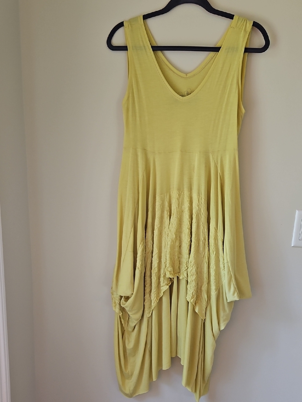 Lauen Vidal Sleeveless Yellow "Chartreuse" Asymmetric Handkerchief Hem Dress